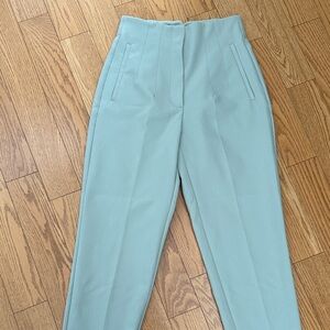 ZARA SLACKS pale green grayish PANTS Trousers S BUSINESS OFFICE CHIC